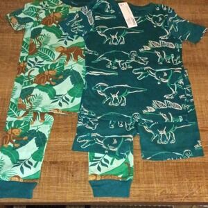 Member's Mark Organic Cotton Boys 3T Pajama Set 4 Piece Dinosaur Monkey Print
